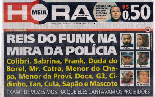 Capa do jornal Meia Hora, 26 de maio de 2006